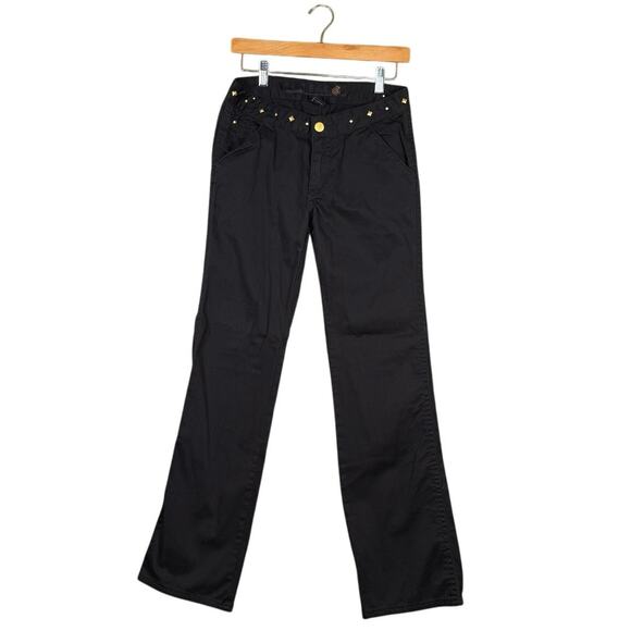 Rocawear Black Pants Gold Studded Low Rise Y2K Streetwear Women’s | Size 5/6 - Picture 1 of 8